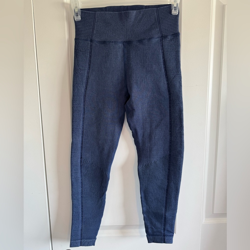 aerie offline Navy Active Leggings with Textured Waistband thick fabric seamless